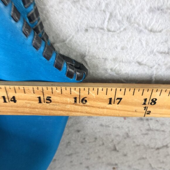 Silver Mesa Vest Womens Medium Blue Leather Cowhide Rhinestone Western Boho - Picture 3 of 16